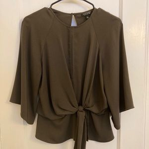 Topshop Olive Tie-front Shirt